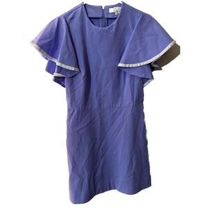 Pearl By Lela Rose Ruffle Sleeve Sheath Dress EUC Size 8 Periwinkle